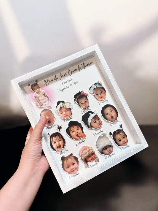 Personalised 3D Baby Milestone Photo Frame – First Year Keepsake Gift