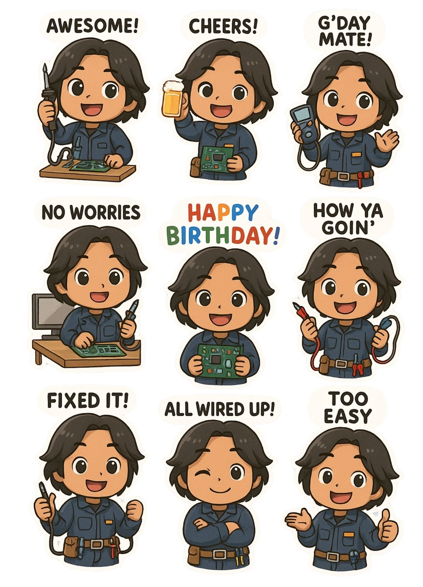 Customised Chibi Sticker Set – Your Photo Turned Into 9 Cute Stickers!